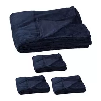 Relaxdays 4 очень больших мягких одеяла, темно-синие, темно-синий
