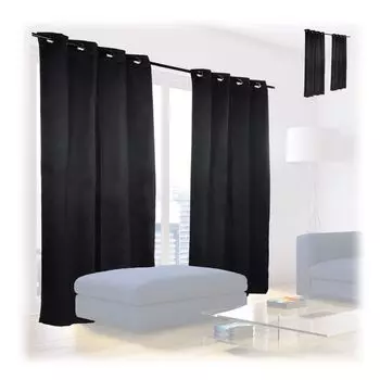 Relaxdays 4 плотные шторы с люверсами, черные, черный