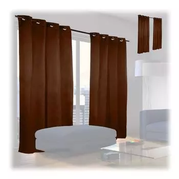 Relaxdays 4 плотные шторы с люверсами коричневого цвета, коричневый