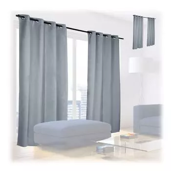 Relaxdays 4 плотные шторы с люверсами серые, серый