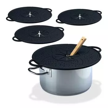 Relaxdays 4 x защитный силикон от закипания, черный