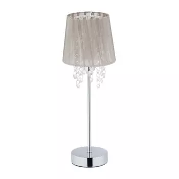 Relaxdays настольная лампа из органзы и хрусталя, серебро