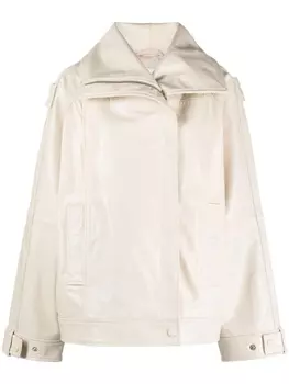 REMAIN двубортный кожаный пиджак, нейтральный цвет