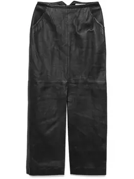 REMAIN кожаная юбка миди, черный