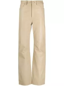 REMAIN кожаные брюки с завышенной талией, нейтральный цвет