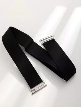 Ремень эластичный с металлической пряжкой, черный