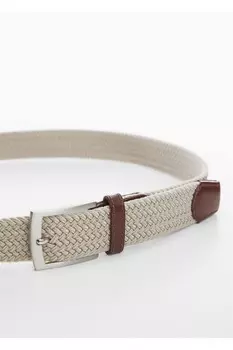 Ремень эластичный с вязаным узором Mango, бежевый
