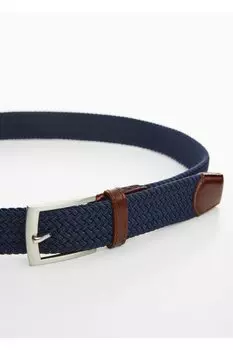 Ремень эластичный с вязаным узором Mango, темно-синий