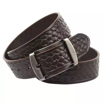 Ремень Anthoni Crown из натуральной кожи растительного дубления с плетеным тиснением, коричневый
