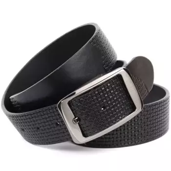 Ремень Anthoni Crown из натуральной кожи растительного дубления с плетеным тиснением, черный