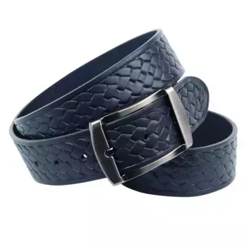Ремень Anthoni Crown из натуральной кожи растительного дубления с плетеным тиснением, синий