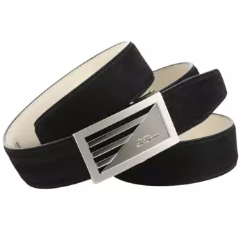 Ремень Anthoni Crown кожаный, из замши, черный, черный