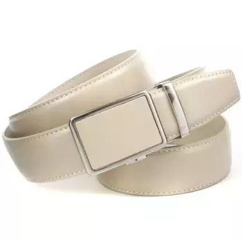 Ремень Anthoni Crown кожаный, зернистый, с частично закрытой застежкой, бежевый