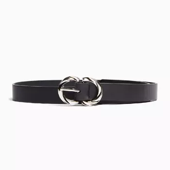 Ремень Bershka Thin With Double Buckle, черный