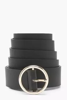 Ремень бойфренд с круглым кольцом Boohoo, черный