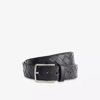 Ремень Bottega Veneta плетеный кожаный, черный