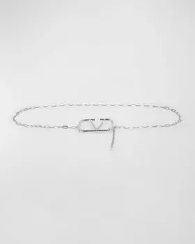 Ремень-цепочка с фирменным логотипом V Valentino, цвет Palladium Crystal