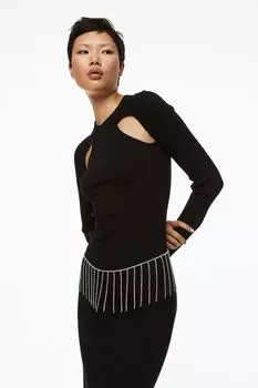 Ремень-цепочка, украшенный стразами H&amp;M, серебристый
