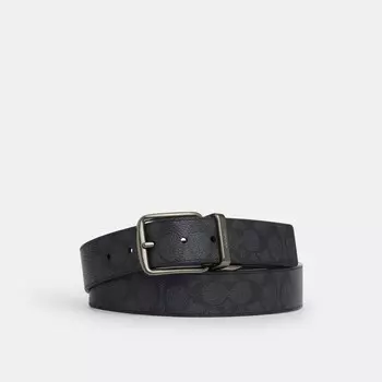 Ремень Coach Harness Buckle Cut To Size Reversible Belt, 38 Mm, серый/угольный/черный