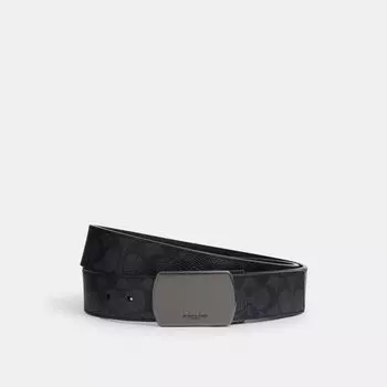 Ремень Coach Plaque Buckle Cut To Size Reversible Belt, 38 Mm, серый/угольный/черный