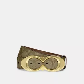 Ремень COACH Signature Buckle, 25 Mm, цвет Gold/Khaki Saddle