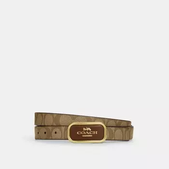 Ремень COACH Signature Buckle Cut To Size Reversible Morgan, 25 Mm, цвет Gold/Khaki Saddle