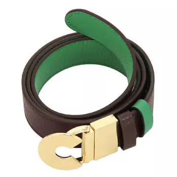 Ремень Coccinelle Grained Leather Logo C Reversible, зеленый/коричневый