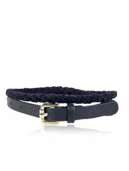 Ремень COLLEZIONE ALESSANDRO кожаный "Лондон", микс гладкой и плетеной кожи, черный