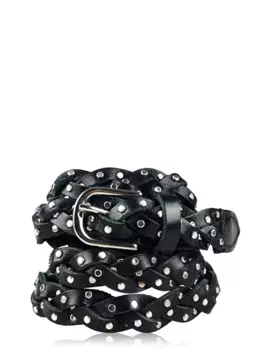 Ремень COLLEZIONE ALESSANDRO кожаный "Яхтинг", плетеный, из воловьей кожи, черный