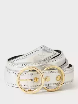 Ремень Crew Clothing Double Circle Buckle Suede, цвет silver grey