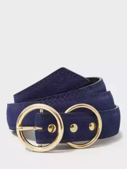 Ремень Crew Clothing Suede Double Circle Buckle, темно-синий