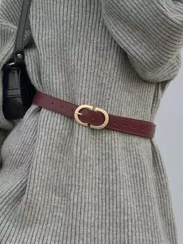 Ремень Dazy с стежковой пряжкой, бургундия