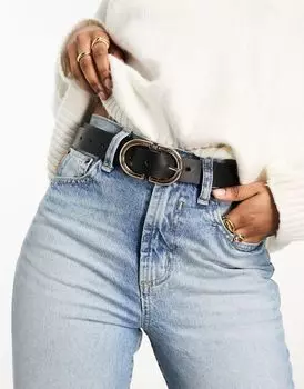 Ремень для джинсов ASOS DESIGN черного цвета с золотой пряжкой - ЧЕРНЫЙ