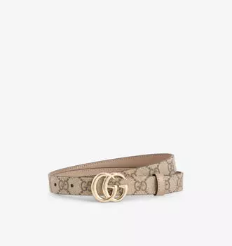 Ремень двусторонний из кожи и холста Gg Marmont Gucci, мультиколор