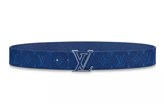 Ремень двусторонний Louis Vuitton LV Initiales Monogram, синий
