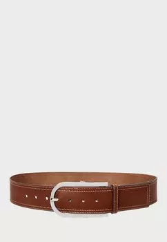 Ремень Elongated Buckle Leather Belt Polo Ralph Lauren, коричневый