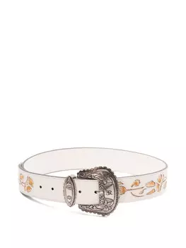 Ремень Ermanno Scervino с цветочной гравировкой, белый