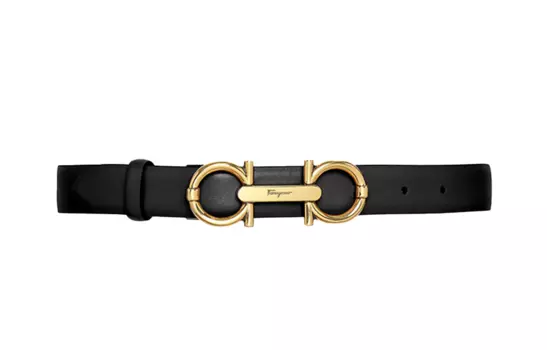 Ремень FERRAGAMO Salvatore Antique Style из коровьей кожи с пластинчатой пряжкой, черный, ширина 2,5 см