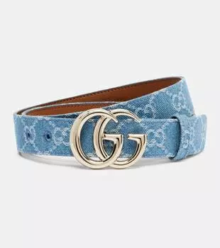 Ремень GG Marmont из джинсовой ткани Gucci, Deep Blue