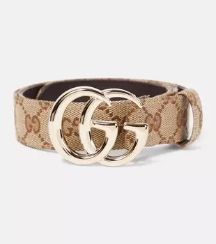 Ремень GG Marmont с кожаной отделкой Gucci, Beige Ebony