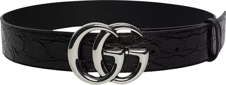 Ремень Gucci Double G Buckle Wide Leather Belt Black, черный