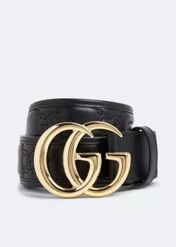 Ремень GUCCI GG Marmont matelass wide belt, черный
