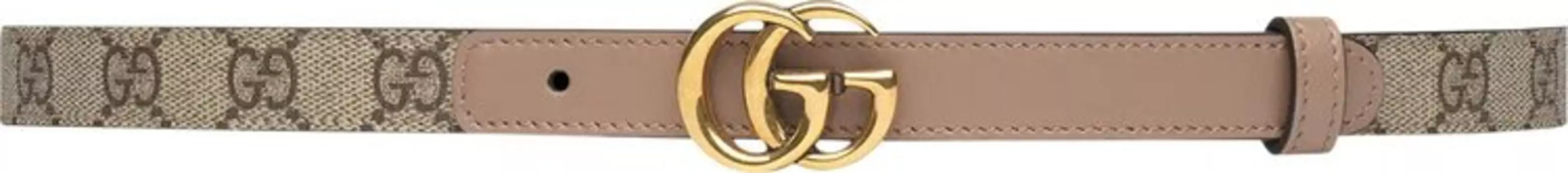 Ремень Gucci GG Marmont Thin Belt Beige/Ebony, бежевый