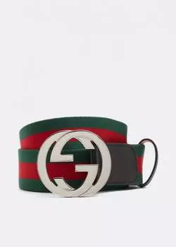 Ремень GUCCI GG Web belt, черный
