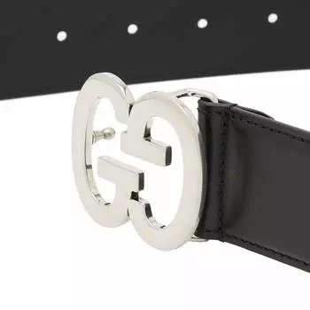 Ремень Gucci с пряжкой в тон GG, черный