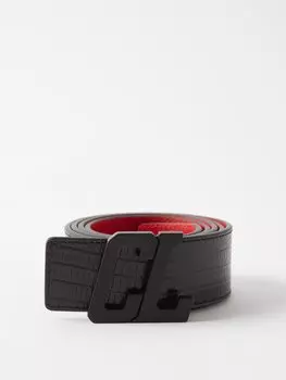 Ремень happy rui с тиснением под ящерицу Christian Louboutin, черный