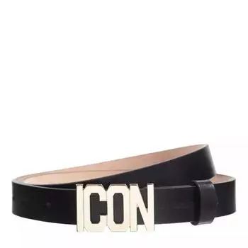 Ремень icon belt leather black/gold Dsquared2, черный