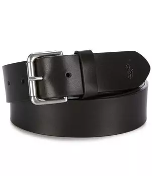 Ремень из цельнозерновой кожи Polo Ralph Lauren Big & Tall с нашивкой Saddle, черный