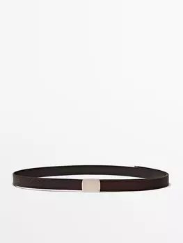 Ремень из фактурной кожи с регулируемой пряжкой Massimo Dutti, коричневый