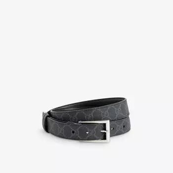 Ремень из холщовой ткани с монограммой Gucci, черный